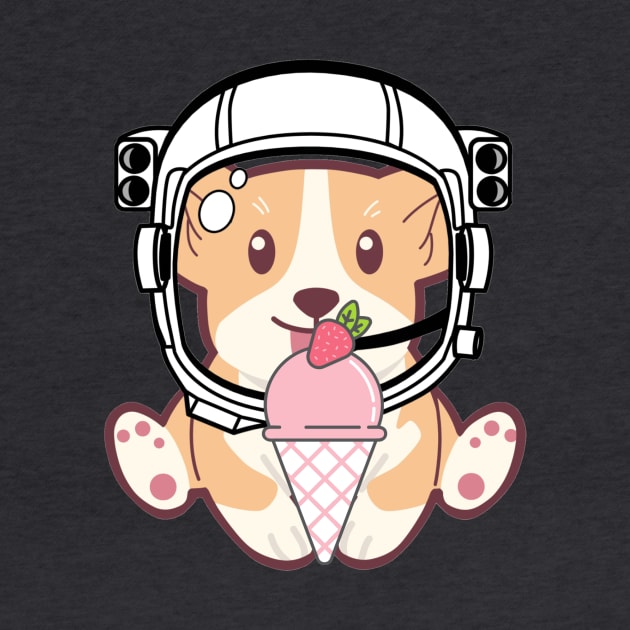 Space Corgi and his tasty ice cream - The Cool Astronaut Puppy! by LukjanovArt